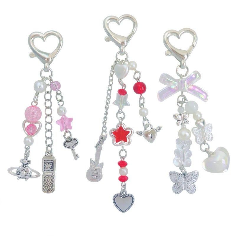 cioatu Homvog Keychain Accessory (3pcs) - Y2K Cute Heart Butterfly Strawberry Bear Key Chain for Women  Multicolored - Image 1